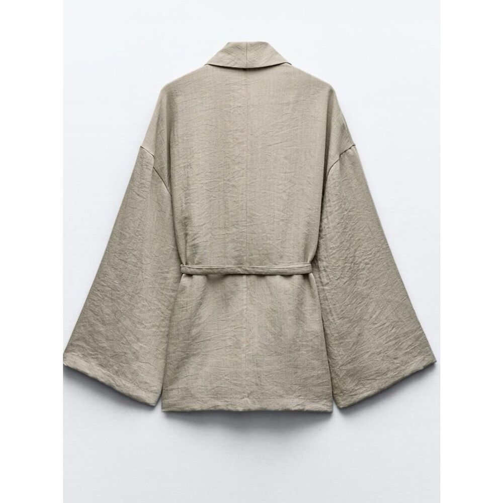 ZARA BELTED TEXTURED KIMONO
DARK BEIGE - Picture 3 of 7